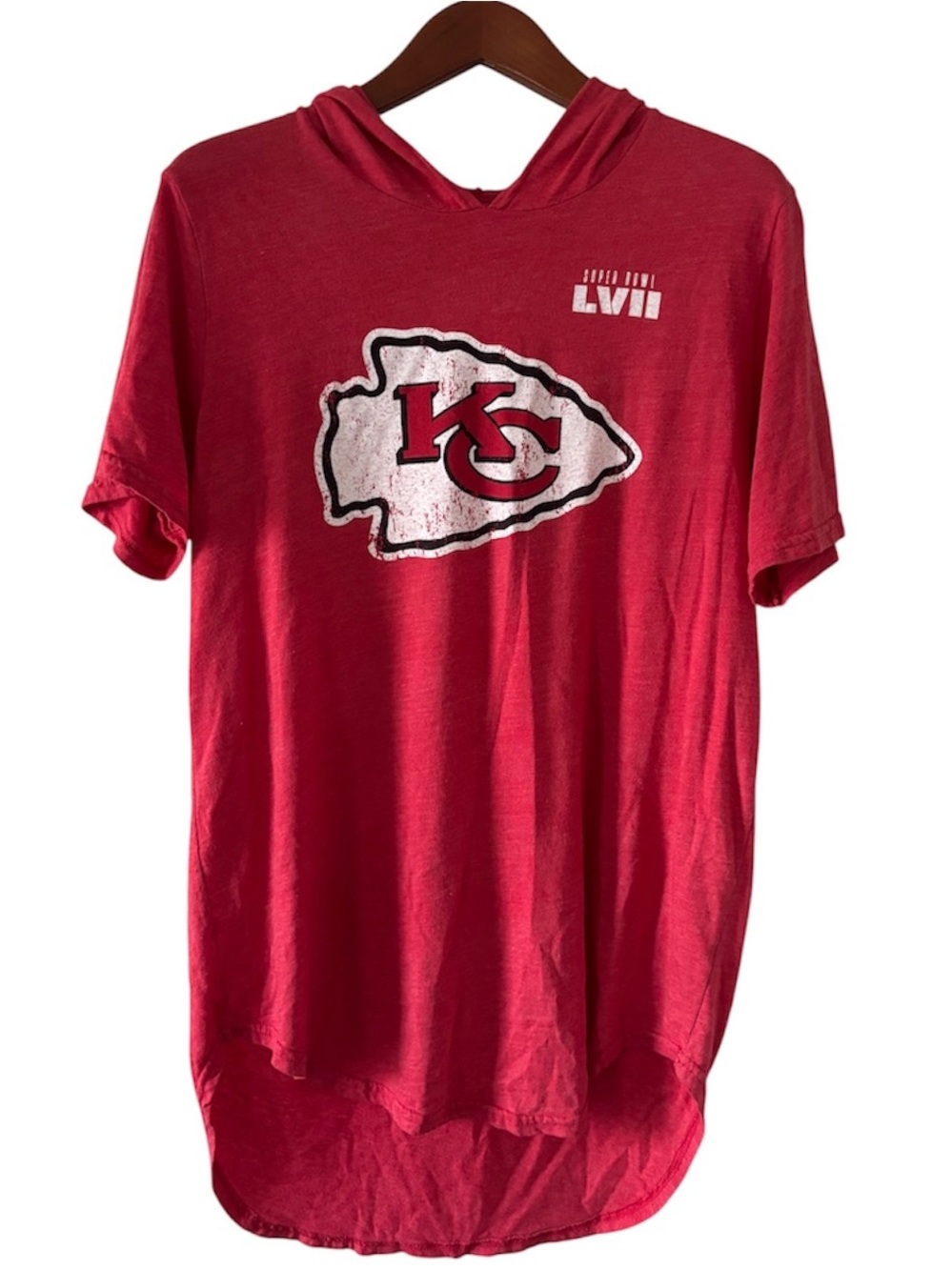 Kansas City Chiefs Red Short-Sleeve Hooded Nightgown
